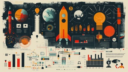 Obraz premium An infographic illustrating the concept of a startup company.