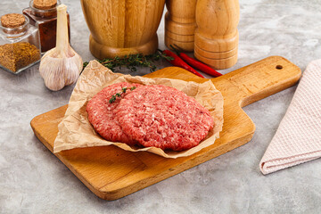 Raw beef minced meat cutlet