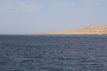 red sea, seascape, skyscape and mountains