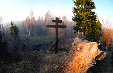 Orthodox cross grave monument