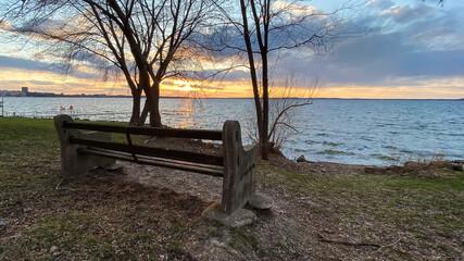 Lake Mendota in Madison Wisconsin at Sunset in Spring