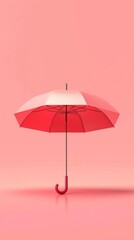 Red and white umbrella on pink background