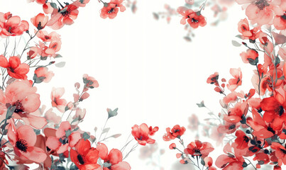 Red Flowers Blooming on White Background