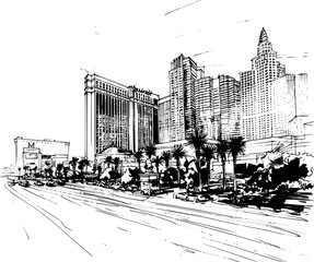 Sketched View of Las Vegas, Sketch of Urban Las Vegas Buildings
