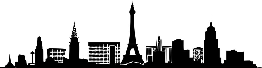 Fototapeta premium 2D View of Las Vegas, Simple Silhouette Skyline of Las Vegas City