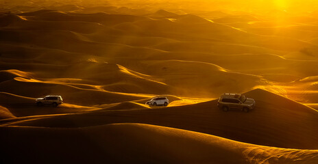 Dubai desert safari. Off road safari in sand desert, Empty Quarter Desert in United Arab Emirates....