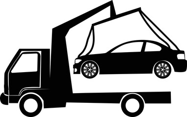 Car evacuation. Tow truck icon