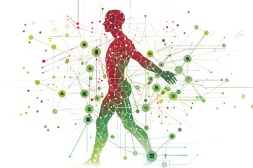 Silhouette of a man. Biohacking. Artificial intelligence