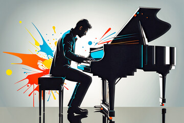 illustration of a pianist at a concert