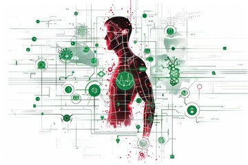 Silhouette of a man. Biohacking. Artificial intelligence