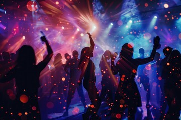 silhouette of people dancing in the nightclub