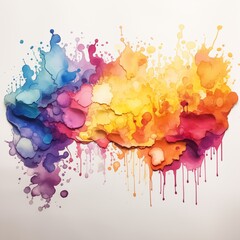 Vibrant Watercolor Paint Splatter on a White Background