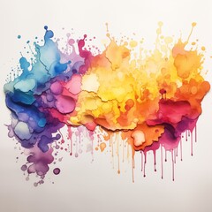 Fototapeta premium Vibrant Watercolor Paint Splatter on a White Background