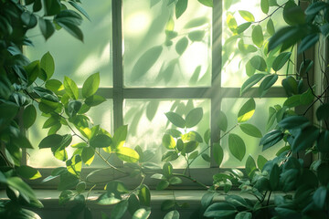 Window With Various Plants Displayed - 793114687