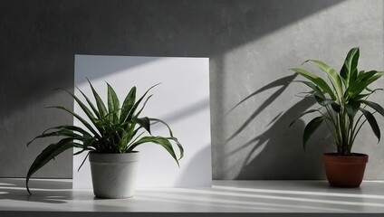 plant shadows, Natural light casts shadows from an exotic plant