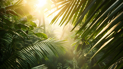 Sunlight Filtering Through Palm Tree Leaves