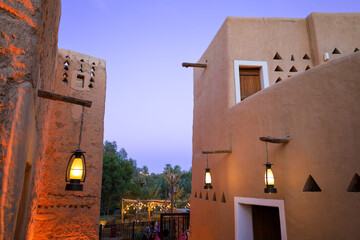 Riyadh Saudi Arabia FEB 2 2024: Al Diriyah old capital . Diriyah ruins at-turaif at night - Saudi culture. National day