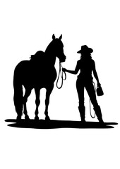 Horse and rider, outline. Black vector illustration