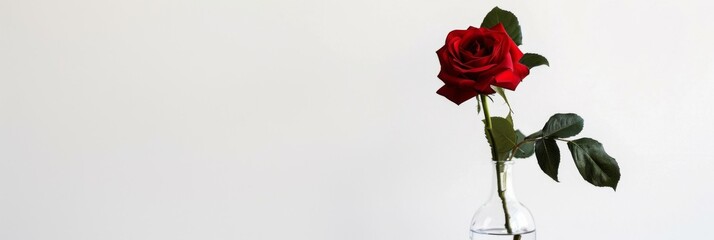 Elegant Simplicity A Minimalist Red Rose in a Clear Glass Vase