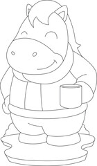 Horse Cup Coffee Animal Vector Graphic Art Illustration