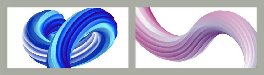 Fototapeta premium Abstract volumetric background. Cords. set of two illustrations. Toothpaste in a tube. Minimalism. Creative modern background. Cover design, wallpaper, background. eps vector.