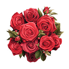 Obraz premium isolated illustration of bouquet of red roses