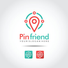 Pin Friend. Find Location Apps Logo Template