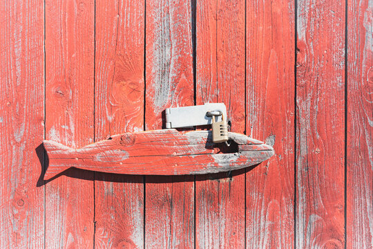 locked wooden gate of barn