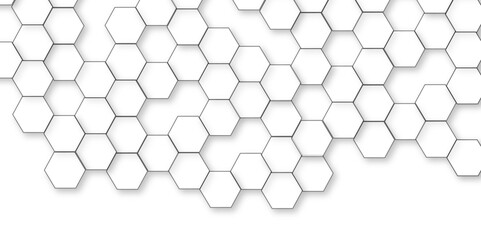 Abstract white background with hexagon and hexagonal background. Luxury white pattern with hexagons. abstract 3d hexagonal background with shadow. 3D futuristic abstract honeycomb mosaic background.