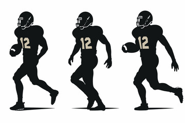 American Football Player Silhouette vector pack various pose set