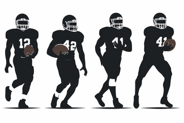 American Football Player Silhouette vector pack various pose set