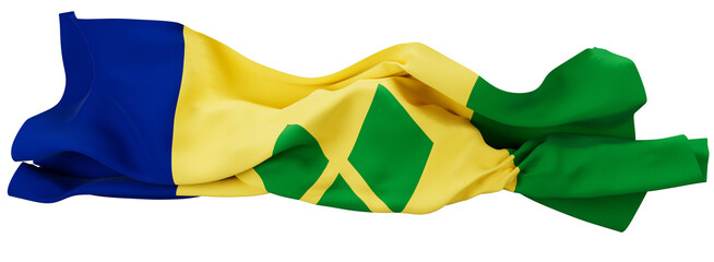 Radiant Flag of Saint Vincent and the Grenadines Fluttering in the Dark