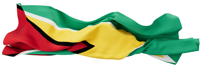 Lush Flag of Guyana Billowing in the Wind on an Opaque Backdrop