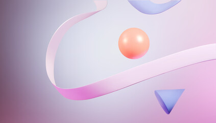 Abstract sphere light pink orange color. 3D modern background. Minimalism. Luxury renderings curves, ribbon. Creative minimal pastel color template for product displays. Vector illustration.