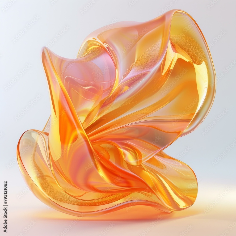 Poster b'3D rendering of an abstract amber-colored shape'