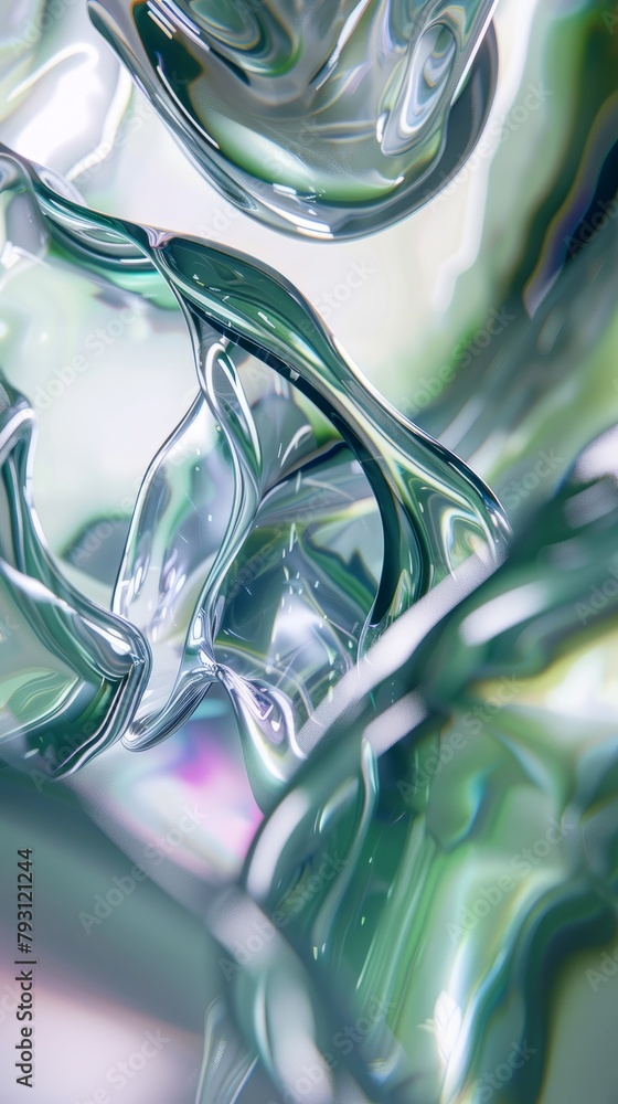 Poster abstract 3d rendering of green fluid shapes
