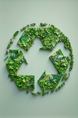 b'Green leaves recycling symbol'