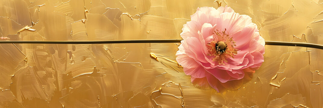 Pink Flower on Gold Background