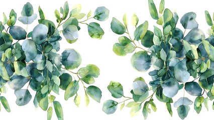 Watercolor Eucalyptus Bouquet Design for Wedding Invitations, Posters, and Greeting Cards. Concept Wedding Stationery, Botanical Illustrations, Nature-Inspired Art, Event Invitations, Paper Goods