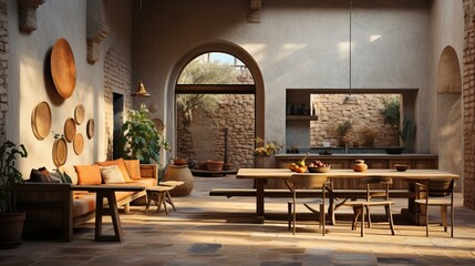 b'Modern Farmhouse Interior Design Living Room Kitchen Dining Room' - obrazy, fototapety, plakaty