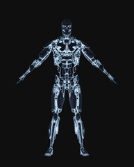 mega cyborg on a pose in white background - 793123638