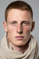 Fototapeta premium b'Portrait of a young man with red hair and blue eyes'