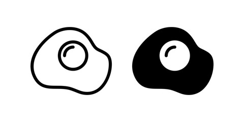 fried egg icon set. flat illustration of vector icon