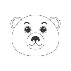 Cute grizzly bear face, wild big animals head of simple shape vector illustration