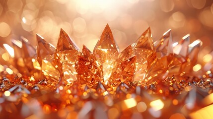   A tight shot of numerous diamonds glittering on a reflective surface, backdrop graced by a beacon of light - obrazy, fototapety, plakaty