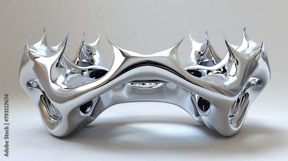 Poster a tight shot of a metallic structure with pointed protrusions at its upper and lower extremities