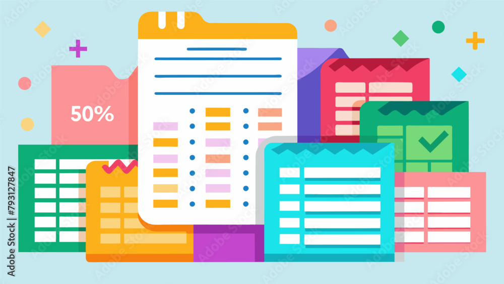 Poster a colorful spreadsheet filled with different coupon codes and expiration dates.
