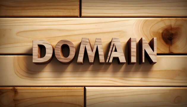 Domain - grungy wooden headline on Maple - 3D rendered royalty free stock image. This image can be used for an online website banner ad or a print postcard.
