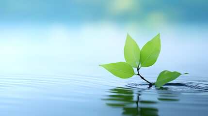 A leaf floats on the water, creating ripples and tranquility