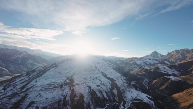 Aerial photography of mountains, uncultivated nature, full-length panorama video from a drone